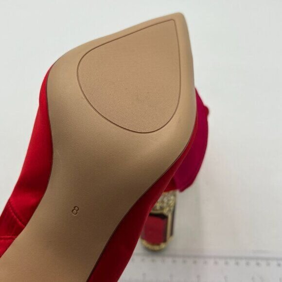 FSJ Women Bridal Pointed Toe Chunky Block High Heel Crystal Pumps Wedding - Picture 6 of 8